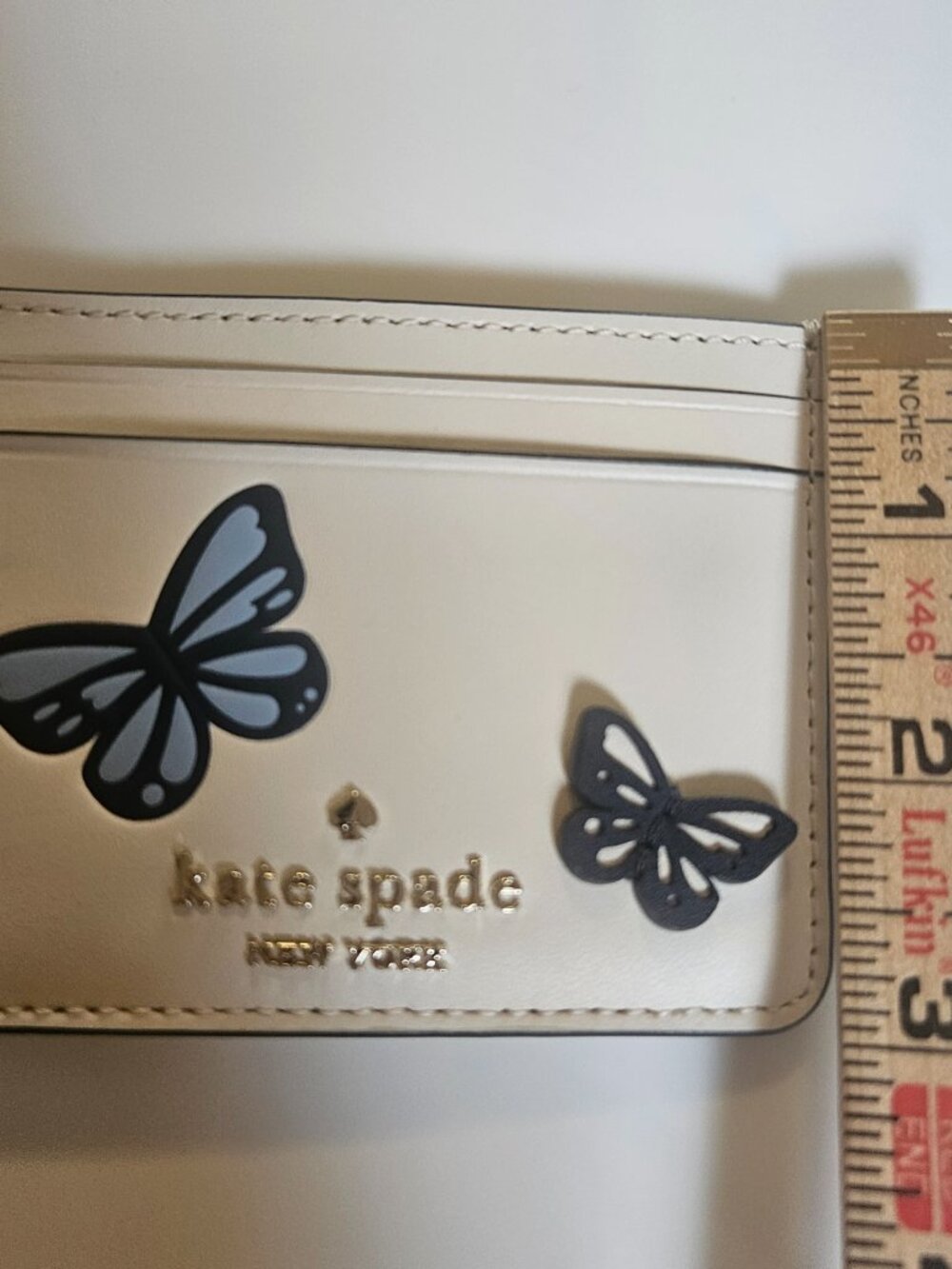 Kate Spade Small Slim 3D Butterfly Flutter Fly Leather Card Holder Wallet - Picture 6 of 7